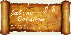 Jablan Balaban vizit kartica